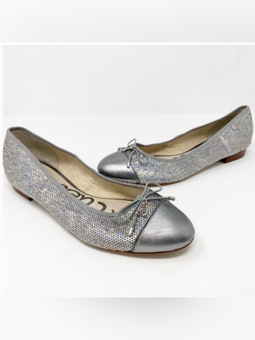 Sam Edelman Bev Silvet Sequin Cap Toe Ballet Flats